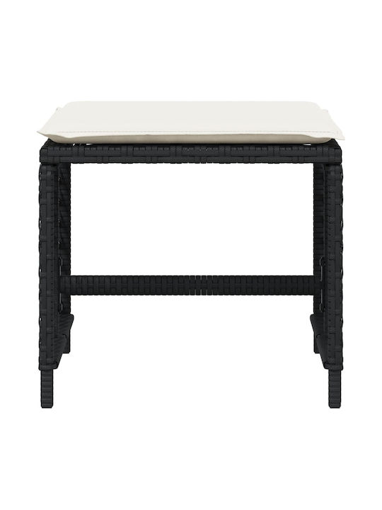 Băncuțe De Grădină Cub Pentru Exterior Rattan Cu Pernă Negre 4 Buc 41x41x36cm