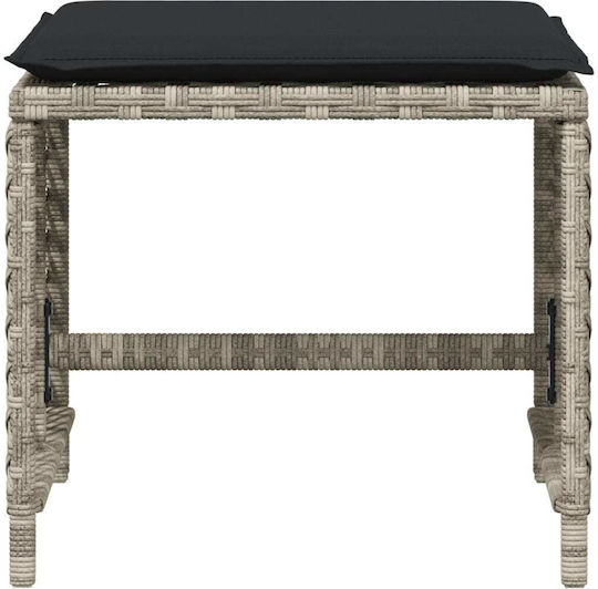 Garden Stool Cube Outdoor Rattan with Grey Cushion 4 Pieces 41x41x36cm