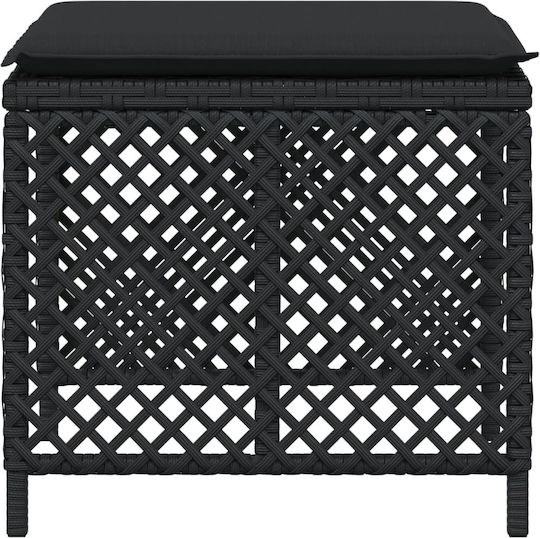 Garden Stool Cube Outdoor Rattan with Cushion Black 4 Pieces 41x41x36cm