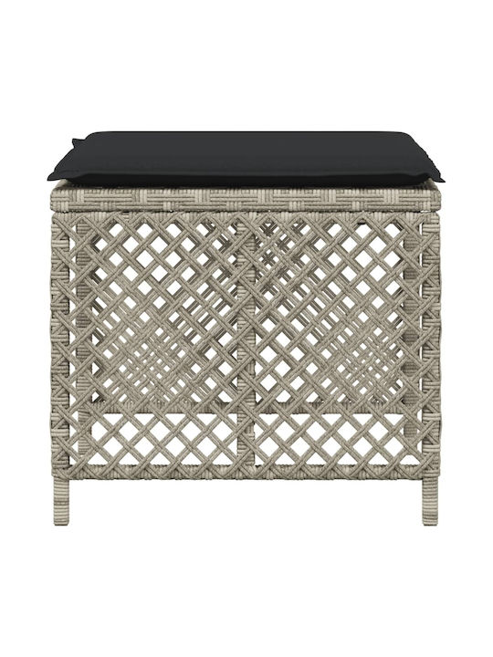 Băncuțe De Grădină Cub Pentru Exterior Rattan Cu Pernă Gri 4 Buc 41x41x36cm