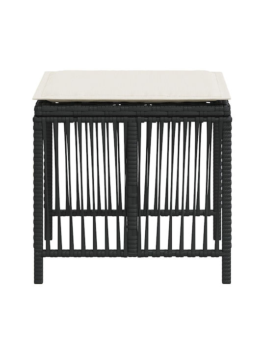 Băncuțe De Grădină Cub Pentru Exterior Rattan Cu Pernă Negre 4 Bucăți 41x41x36cm