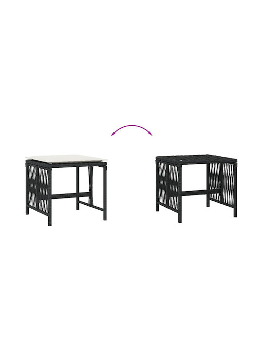 Băncuțe De Grădină Cub Pentru Exterior Rattan Cu Pernă Negre 4 Bucăți 41x41x36cm