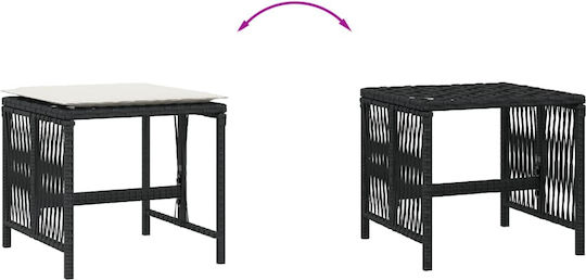 Garden Stool Cube Outdoor Rattan with Cushion Black 4 Pieces 41x41x36cm