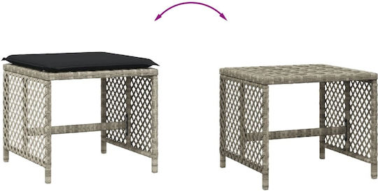 Garden Stool Cube Outdoor Rattan with Grey Cushion 4 Pieces 41x41x36cm