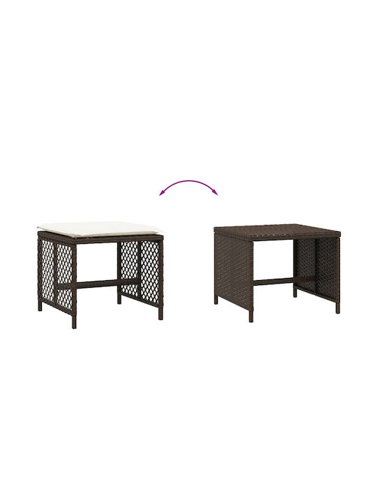 Băncuțe De Grădină Cub Pentru Exterior Rattan Cu Pernă Maro 4 Buc 41x41x36cm