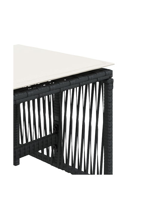 Băncuțe De Grădină Cub Pentru Exterior Rattan Cu Pernă Negre 4 Bucăți 41x41x36cm