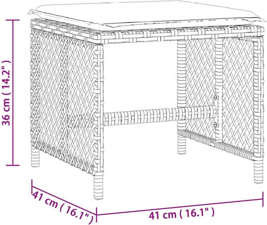 Băncuțe De Grădină Cub Pentru Exterior Rattan Cu Pernă Maro 4 Buc 41x41x36cm