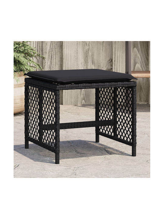 Gartenhocker Würfel Außengebrauch Rattan mit Kissen Schwarze 4 Stück 41x41x36cm