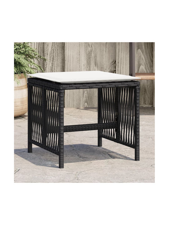 Băncuțe De Grădină Cub Pentru Exterior Rattan Cu Pernă Negre 4 Bucăți 41x41x36cm
