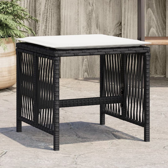 Garden Stool Cube Outdoor Rattan with Cushion Black 4 Pieces 41x41x36cm
