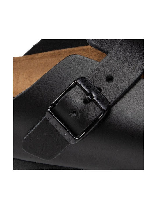 Boston NL Leder Herren Hausschuhe Schwarz Schmale Passform