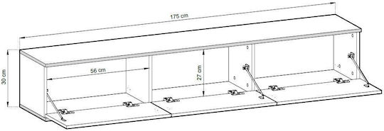 Έπιπλο Τηλεόρασης Γκρι Μ175xΠ32xΥ30cm
