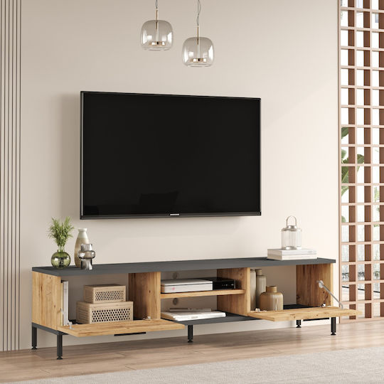 Enfield TV Stand Made of Solid Pine Wood/Anthracite L160xD35xH39.1cm