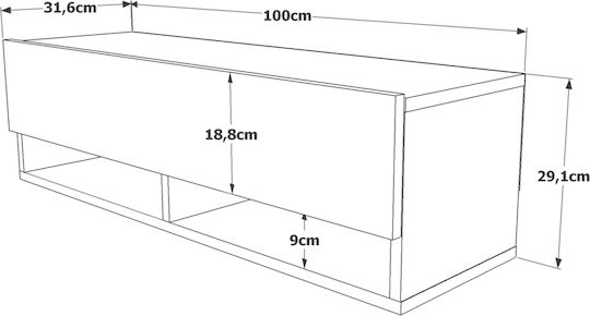 Έπιπλο Τηλεόρασης Bexley Πεύκο/λευκό Μ100xΠ31.6xΥ29.6cm