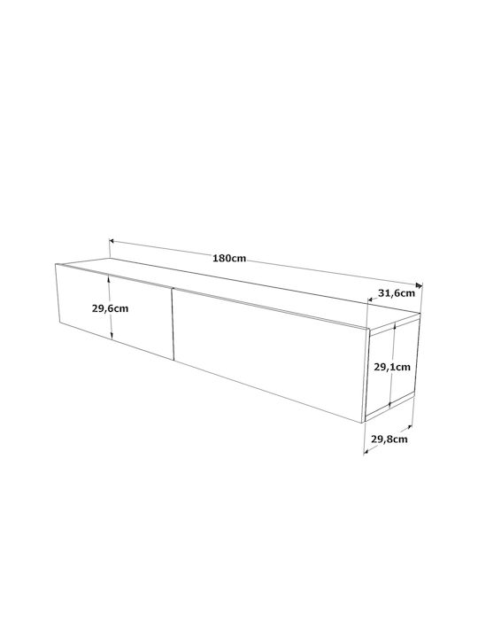 Έπιπλο Τηλεόρασης Kent Πεύκο/ανθρακί Μ180xΠ31.6xΥ29.6cm