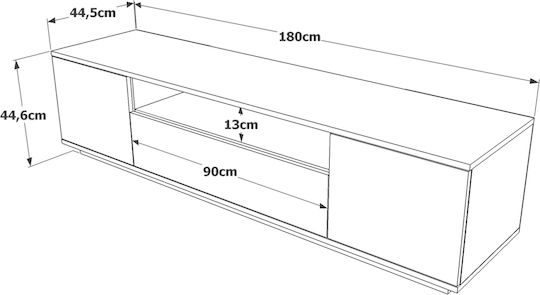 TV-Ständer Chilham Naturweiß M180xP44.5xH44.6cm