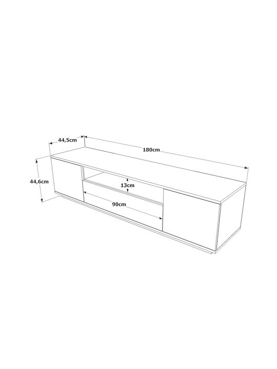 TV Stand Chilham Natural/Charcoal M180xD44.5xH44.6cm