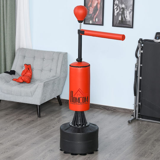 Homcom Boxing Bag Adjustable Height Punching Ball Filled Base 88x48x155-205 Cm Red Black