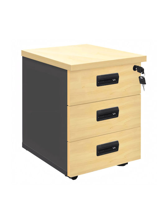 Office Storage Chipboard Drawer Natural/carbon black L40xW40xH63cm