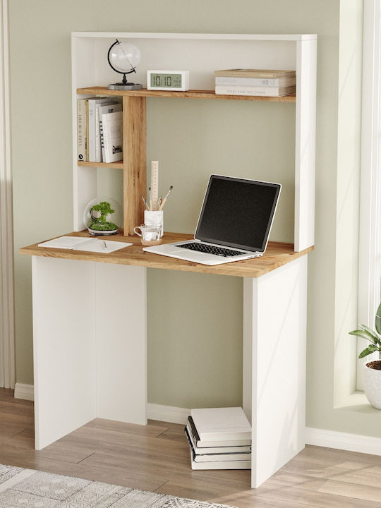Desk Brompton Wooden Pine/White 90x51.6x148cm