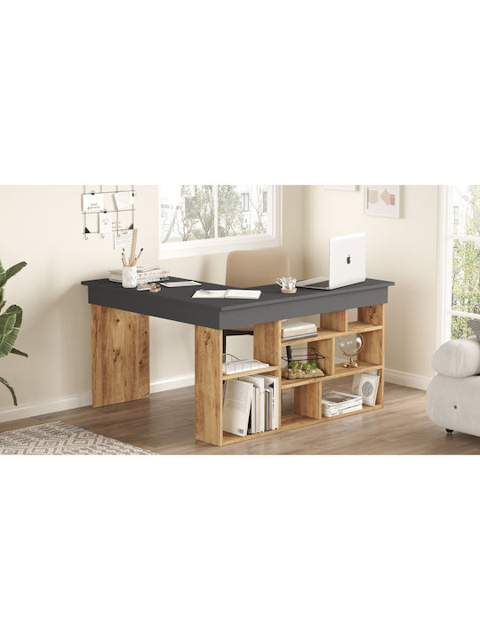 Schreibtisch Cann Holz Pine/anthracite 115x120x72cm