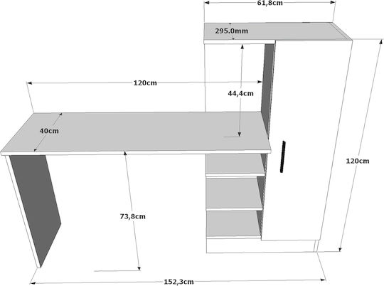 Birou Camden Lemnos Pine/black 152.3x40x120cm