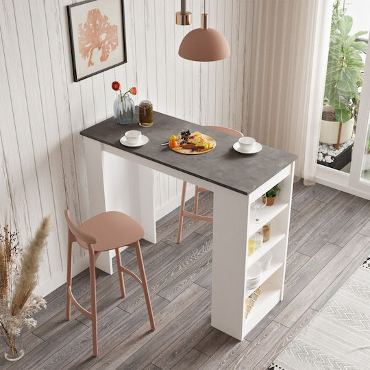 Brockley Tisch Bar Holz mit Zementgestell White/Grey 120x51.6x101.8cm