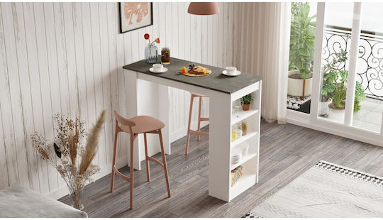 Brockley Tisch Bar Holz mit Zementgestell White/Grey 120x51.6x101.8cm