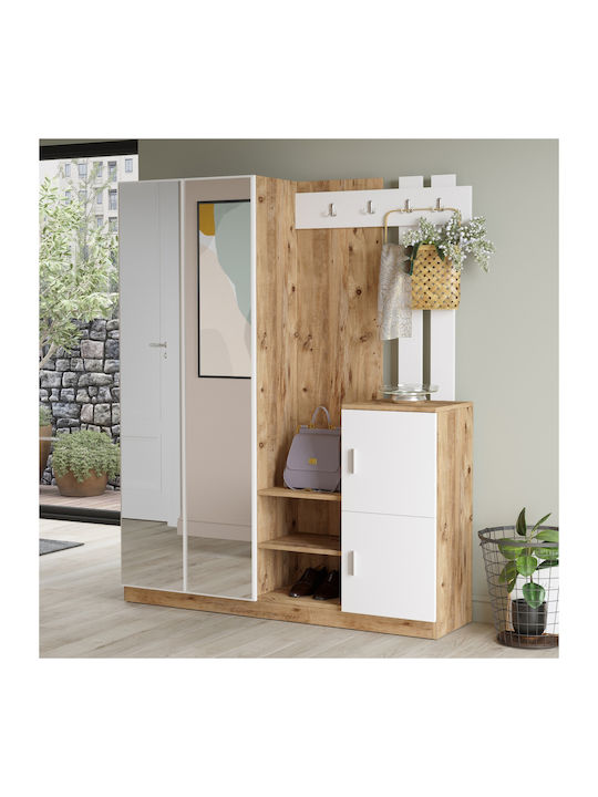 Crayford Mobilier de Intrare cu Dulap pentru Pantofi Pine/White 147x35x180cm