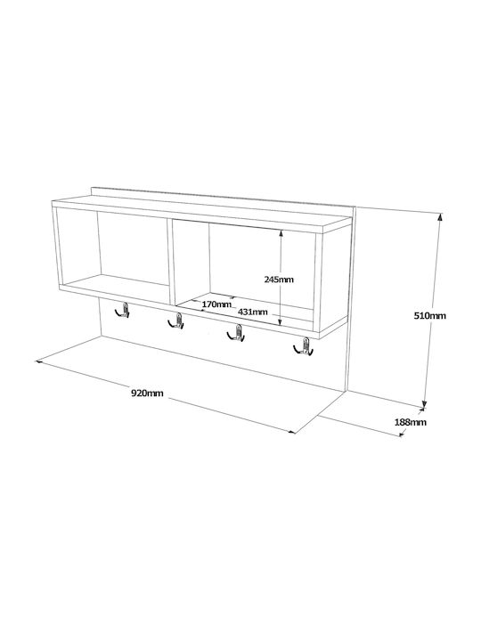 Dalston Entry Furniture with Hanger White 92x18.8x51cm