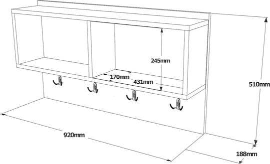 Dalston Entry Furniture with Hanger White 92x18.8x51cm