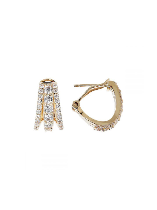 Bronzallure Earrings Hoops Gold Plated with Stones