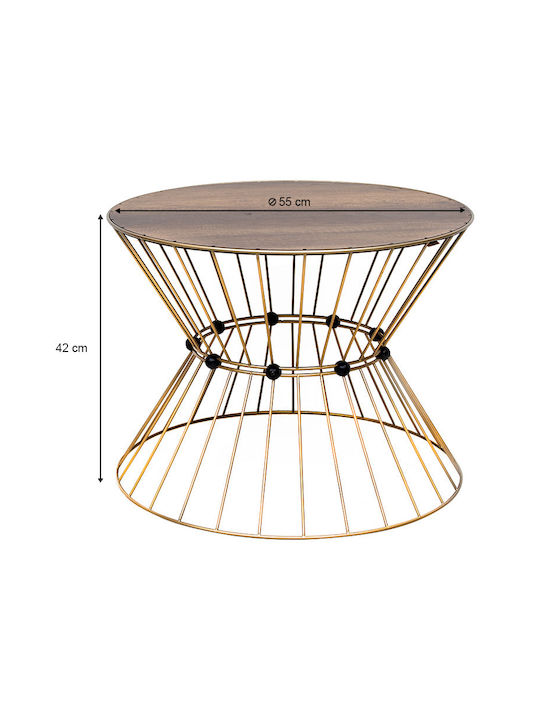Round Central Coffee Table Girene Wooden Gold 55x55x42 cm GP030-0142