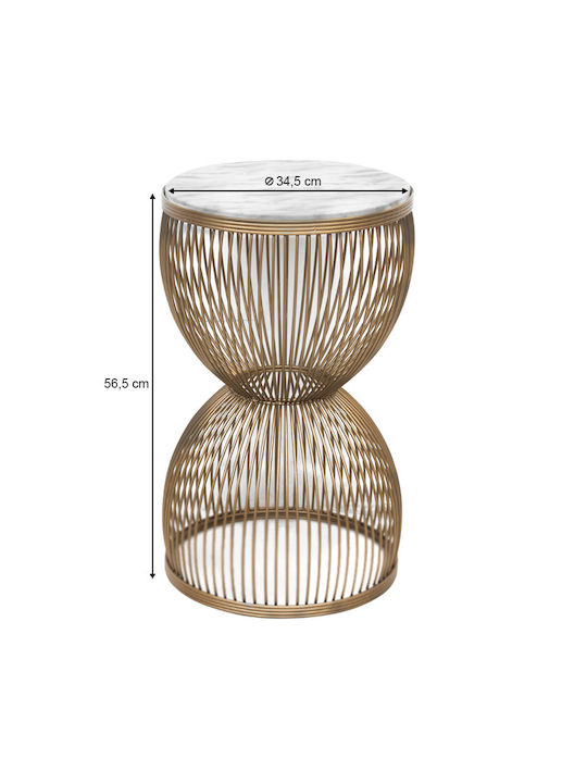 Rundes Beistelltisch Stella Holz Gold / Weiß M34,5xP34,5xH56,5cm