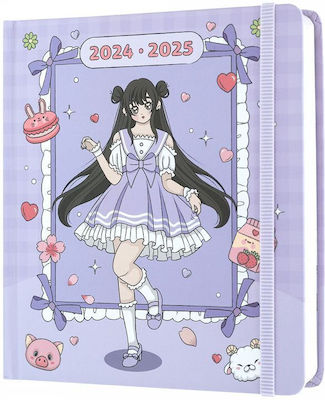 Academic Diary Hard Cover 2024/2025 Daily 11-month 14x16cm Anime