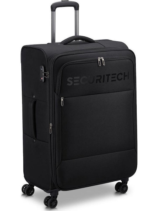 Securitech by Delsey Μεγάλη Βαλίτσα Ταξιδίου Υφασμάτινη Black με 4 Ρόδες Ύψους 76εκ.