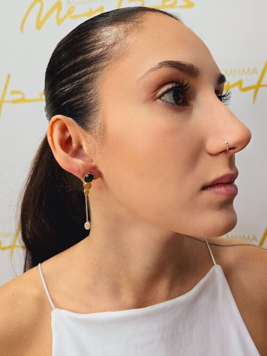 Mentzos Earrings made of Silver Gold Plated with Stones