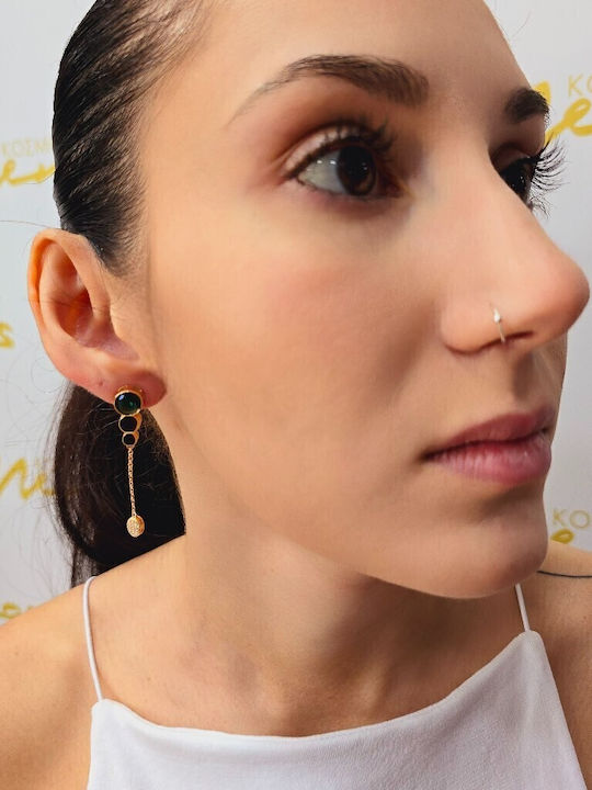 Mentzos Earrings made of Silver Gold Plated with Stones