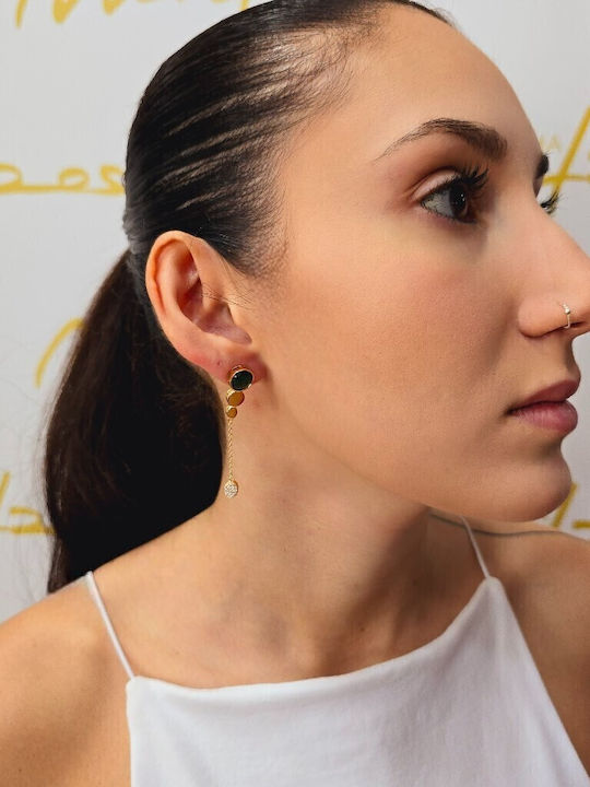 Mentzos Earrings made of Silver Gold Plated with Stones