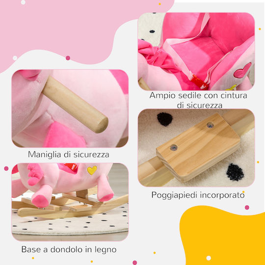 HomCom Качулка Играчка Еднорог с Музика за Товар до 30кг Розов