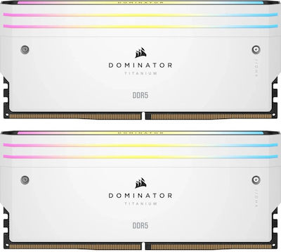 Corsair Dominator Titanium RGB XMP White 96GB DDR5 RAM mit 2 Modulen (2x48GB) und Geschwindigkeit 6600 für Schreibtisch