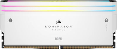 Corsair Dominator Titanium RGB XMP White 64GB DDR5 RAM with 2 Modules (2x32GB) and 6400 Speed for Desktop