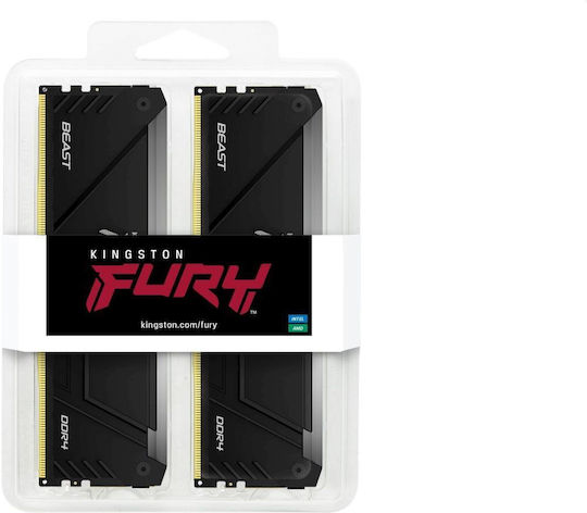 Kingston Fury Beast 16GB DDR4 RAM cu 2 module (2x8GB) și Viteză