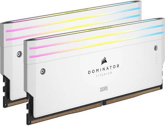 Corsair Dominator Titanium RGB XMP White DDR5 64GB RAM με 4x16GB Modules και Ταχύτητα 6000 για Desktop