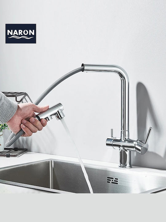 Naron Kitchen Faucet Counter with Shower Chrome