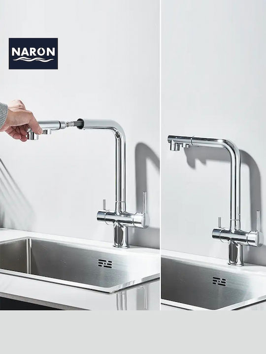 Naron Kitchen Faucet Counter with Shower Chrome