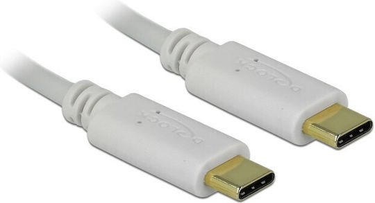DeLock USB 2.0 Cable USB-C male - USB-C 100W PD Λευκό 0.15m 85357