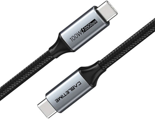 Cabletime CT-C160 Braided USB 3.1 Cable USB-C male - USB-C 100W PD Μαύρο 1.5m