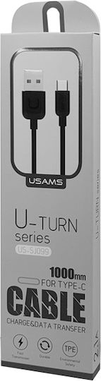 Usams US-SJ099 USB 2.0 Cable USB-C male - USB-A Μαύρο 1m