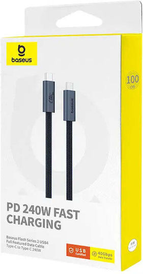 Baseus Flash Series 2 USB 4 Video Cable USB-C Male - USB-C 240W PD Black 1m P10311803111-00